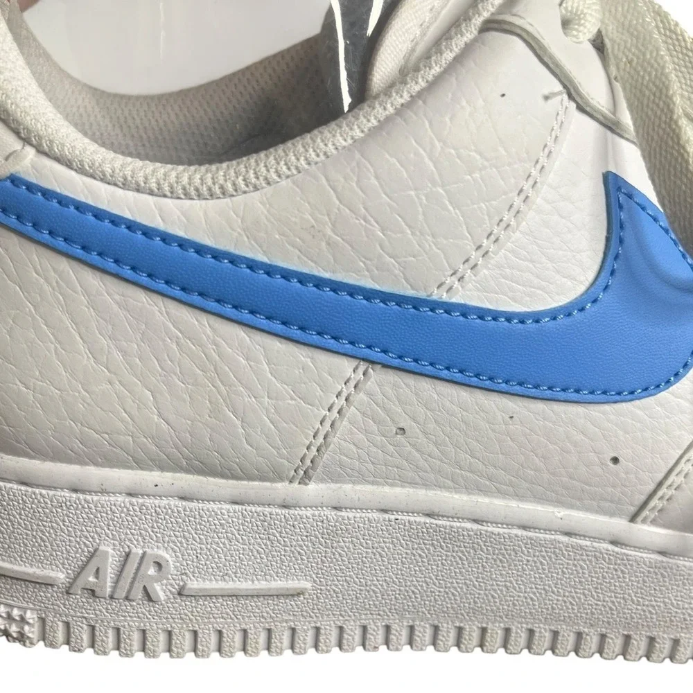 Nike Air Force 1‎ Low White w/Blue Swoosh Sneakers Women's Shoes Size 9.5